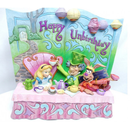 Enesco Disney Traditions Happy Unbirthday Storybook Alice in Wonderland Tea